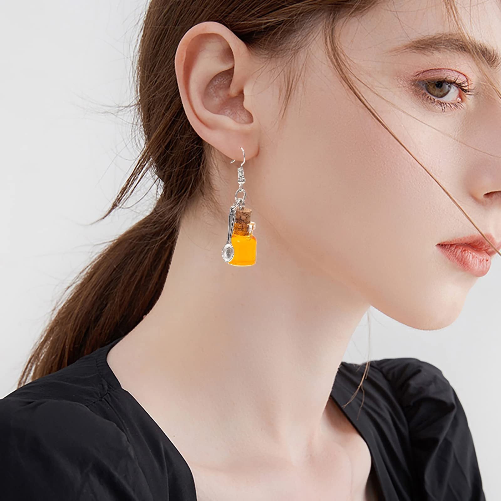 Wholesale 5pcs Creative Simulation Honey Transparent Bottle Earrings